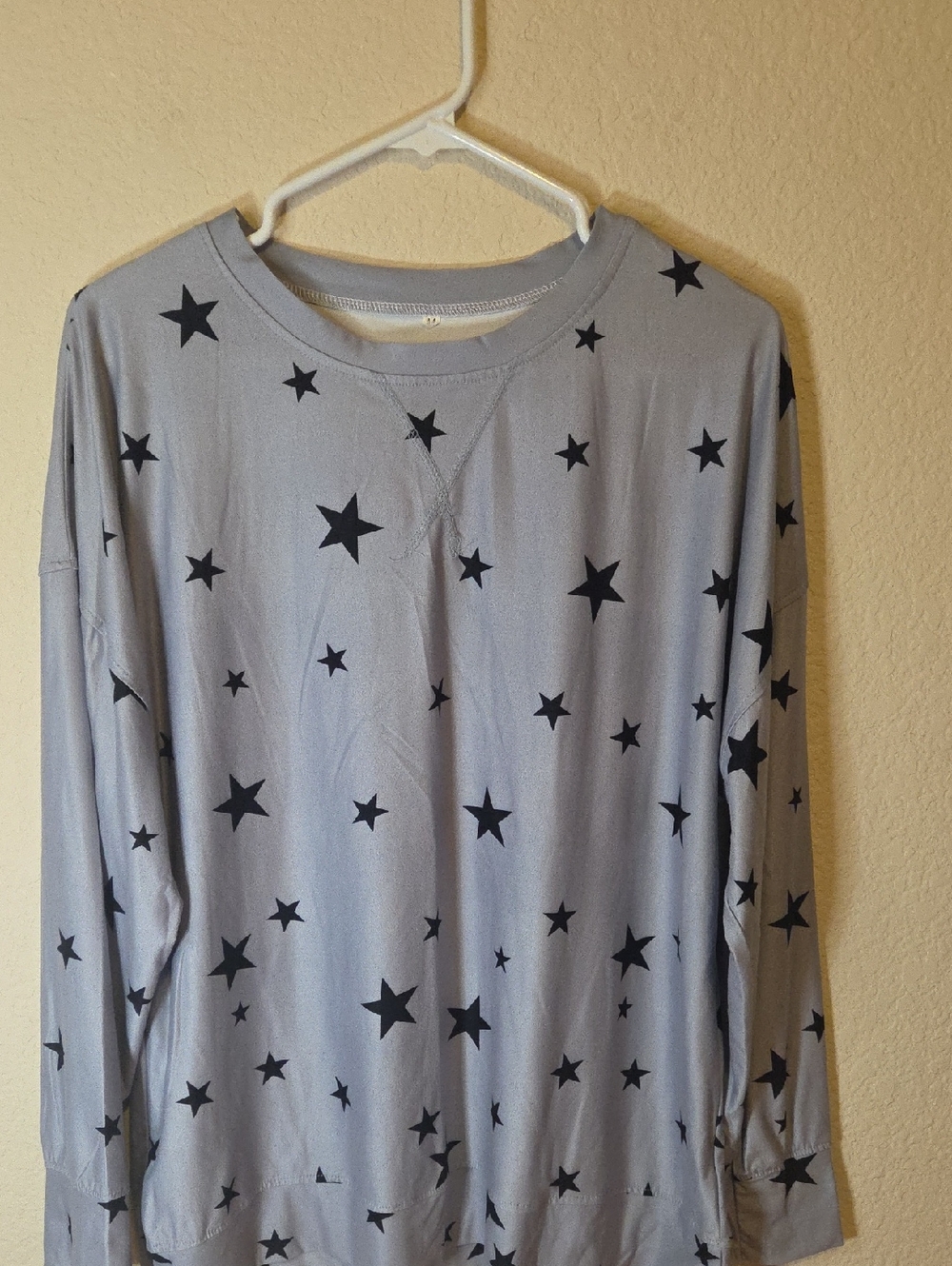 Source Unknown Light Blue Long Sleeve Star Print Tee